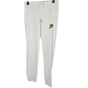 Nike Sportswear Women Oatmeal Heather Grey Just Do It Fleece Jogger Pants Small